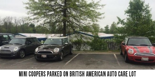 MINI Coopers parked on lot at British American Auto Care.jpg